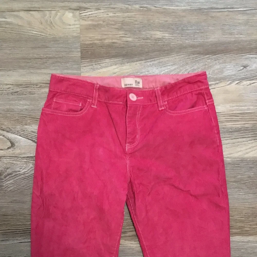 Old Navy Custom Hot Pink Dyed Tapered Leg Corduroy Adjustable Waist Pants 16